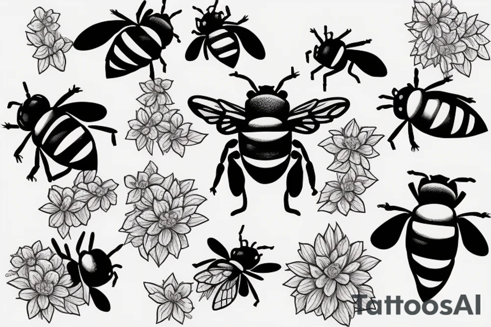 Bumblebees pollinating sakura tattoo idea
