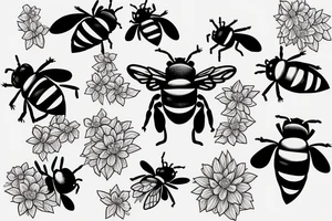 Bumblebees pollinating sakura tattoo idea
