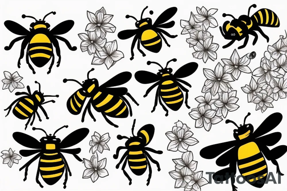 Bumblebees pollinating sakura tattoo idea