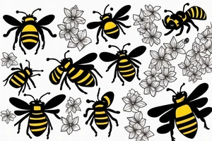 Bumblebees pollinating sakura tattoo idea