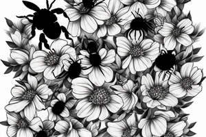 Bumblebees pollinating sakura tattoo idea