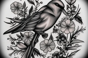 Humingbird on flower tattoo idea