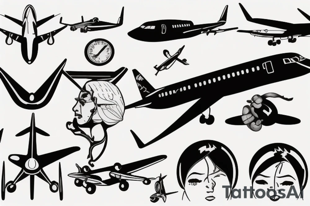 Sport airplane flying face tattoo idea