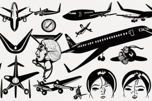 Sport airplane flying face tattoo idea