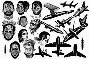 Sport airplane flying face tattoo idea