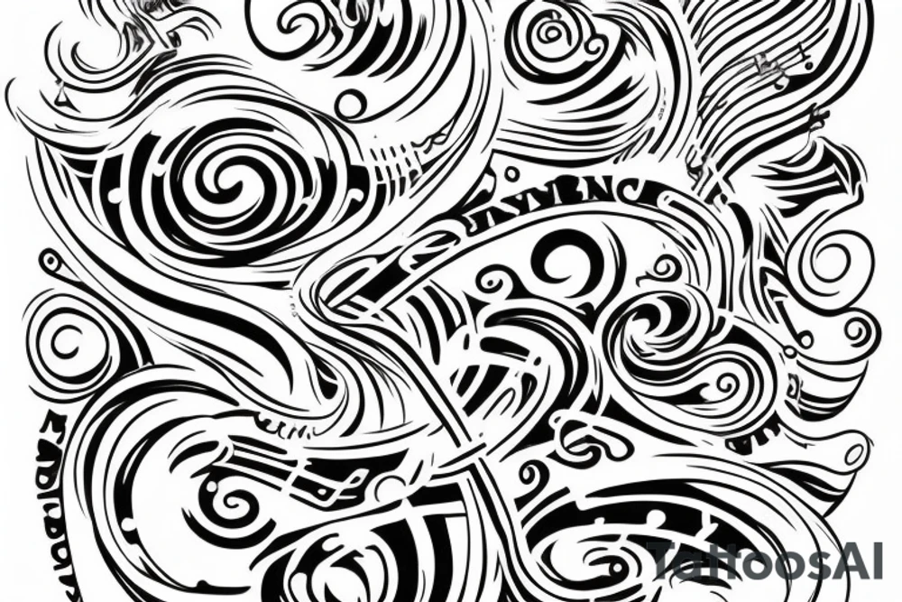 Swirly music notation going down my right foot with the script “add some music to your day” written next to it tattoo idea
