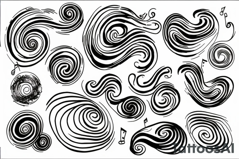 Swirly music notation tattoo idea