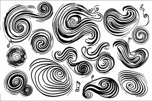 Swirly music notation tattoo idea