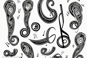 Music notes in a banner tattoo idea