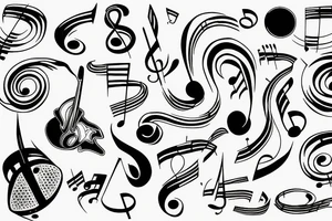 Music notes in a banner tattoo idea