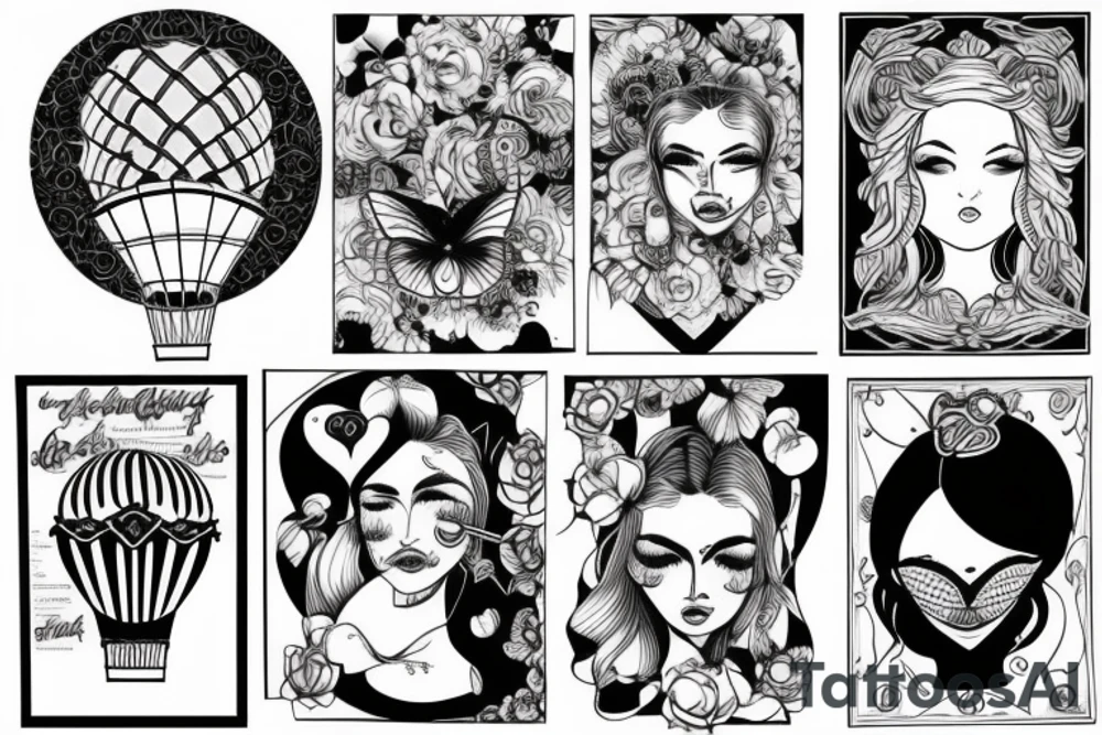 Girls face sexy hot air balloon tattoo idea