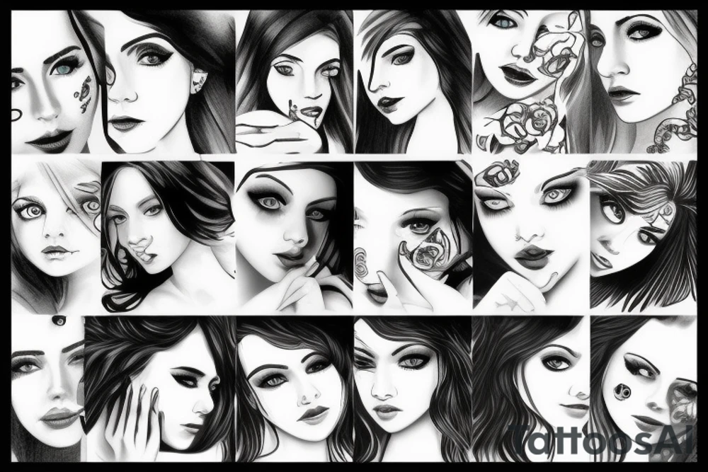 Girls face relaxed blue eyes tattoo idea
