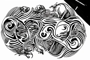 A ying Yang with rainforest and reef tattoo idea