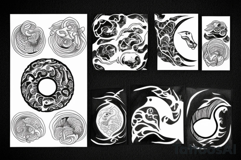 A ying Yang with rainforest and reef tattoo idea