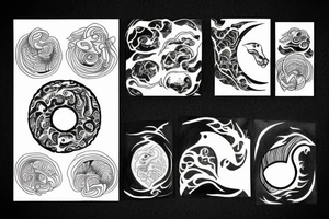 A ying Yang with rainforest and reef tattoo idea