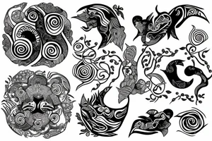 A ying Yang with rainforest and reef tattoo idea