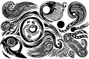 A ying Yang with rainforest and reef tattoo idea