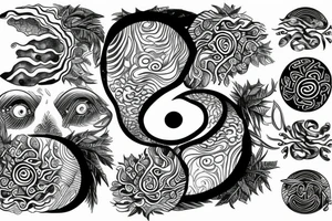 A ying Yang with rainforest and reef tattoo idea