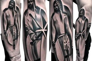 Jesus crucifixion on a sword instead of cross tattoo idea