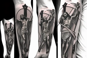 Jesus crucifixion on a sword instead of cross tattoo idea