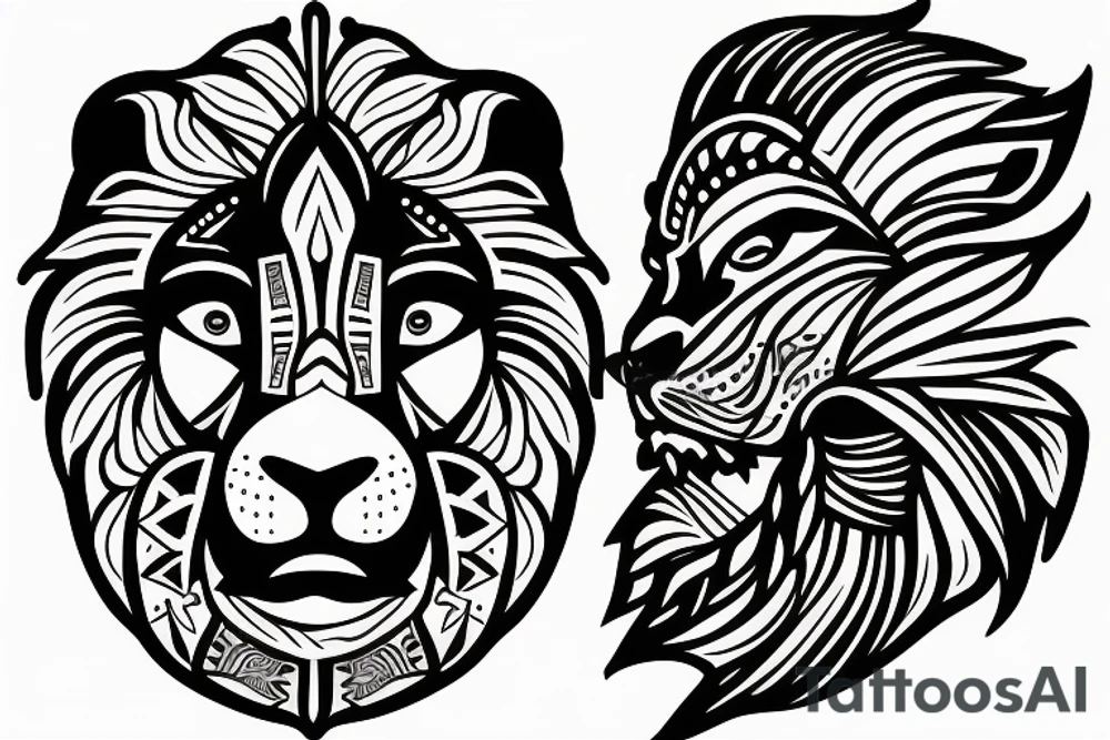 Lion's head and paws tattoo idea
