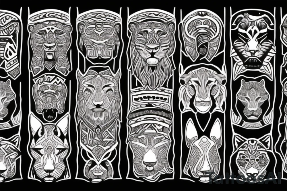 Lion's head and paws tattoo idea