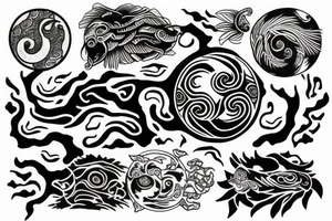 Reef and rainforest yin Yang tattoo idea