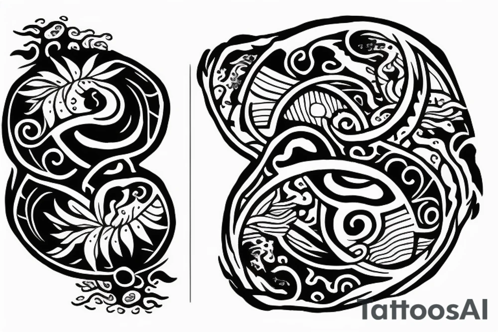 Reef and rainforest yin Yang tattoo idea