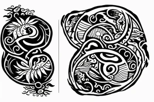 Reef and rainforest yin Yang tattoo idea