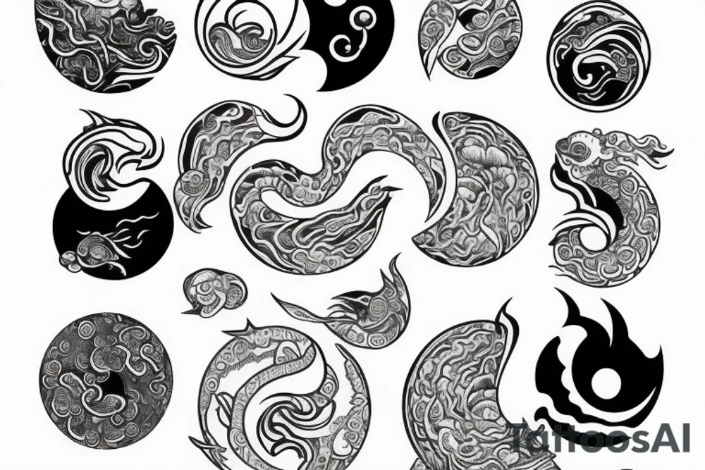 Ocean yin Yang tattoo idea