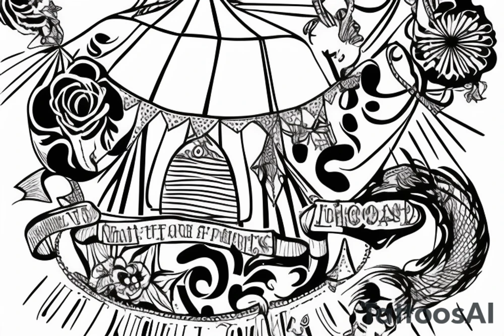 Circus tent and the inscription: No fear tattoo idea