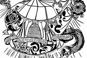 Circus tent and the inscription: No fear tattoo idea