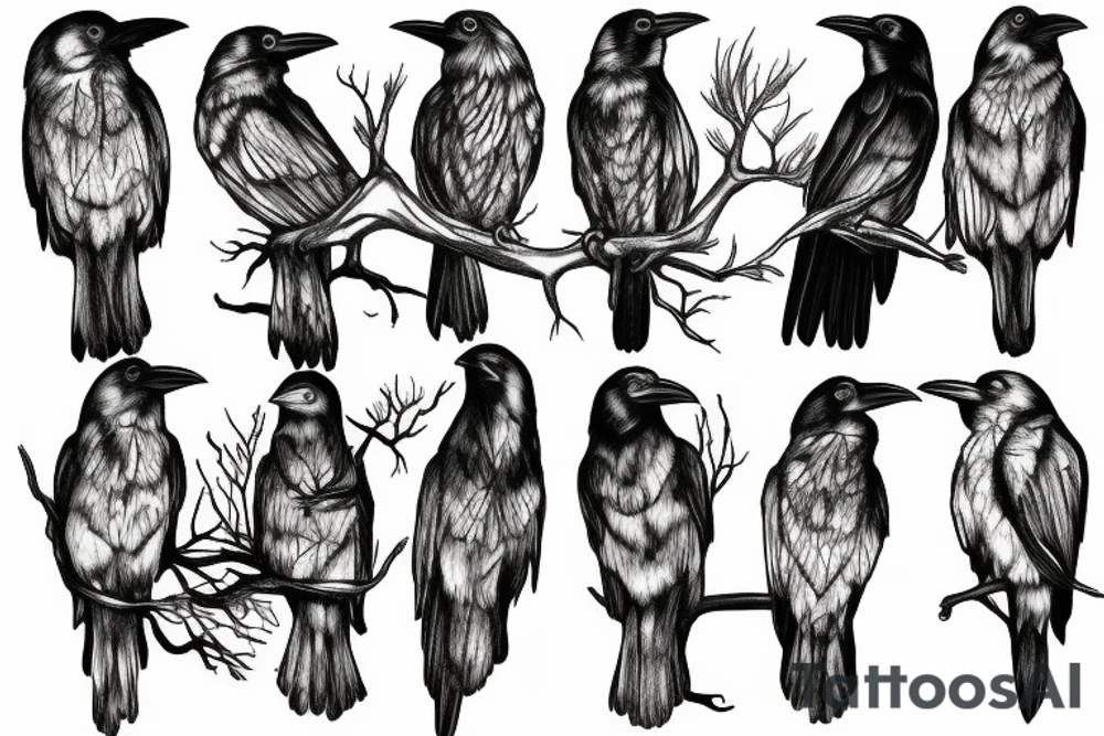 Raven on the tree tattoo idea
