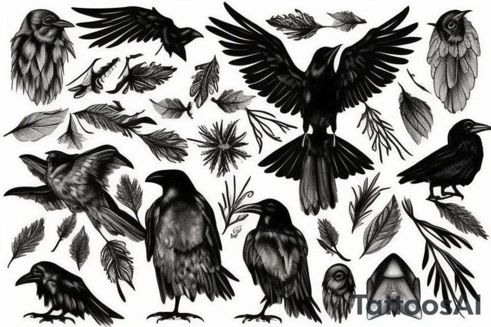 Raven on the tree tattoo idea
