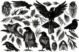 Raven on the tree tattoo idea