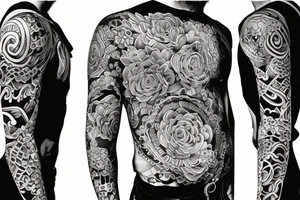 suminagashi that covers your whole side torso tattoo idea