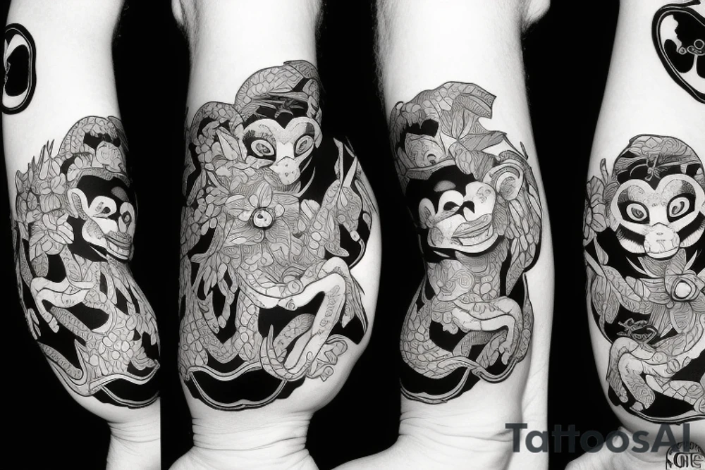 cancer monkey water tattoo idea