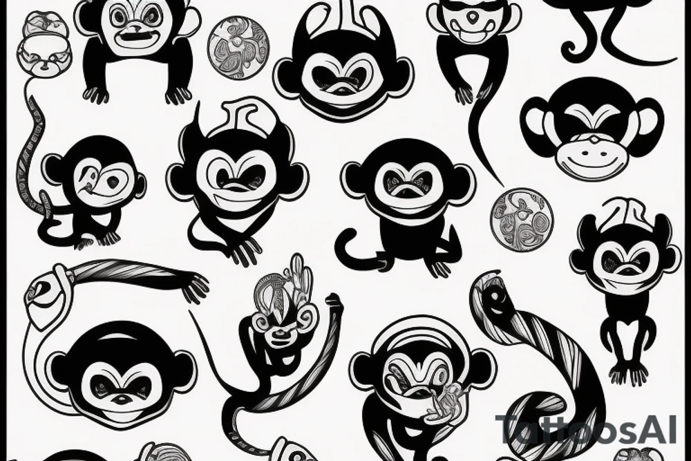cancer monkey water tattoo idea