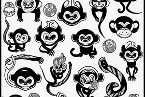 cancer monkey water tattoo idea
