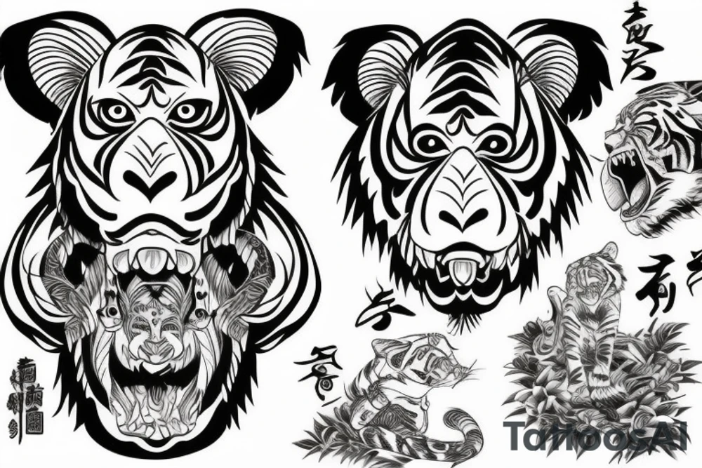 tiger monkey water tattoo idea