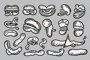 a hot dog with dog legs and nose and tail tattoo idea