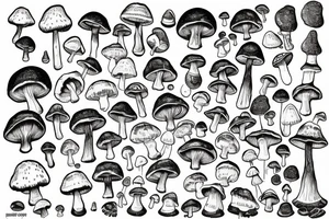 below is the planet earth, from which grows a large tree, the crown of which is the cap of a fly agaric tattoo idea