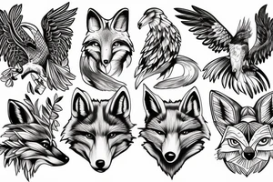 Fox and eagle tattoo idea