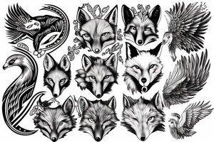 Fox and eagle tattoo idea