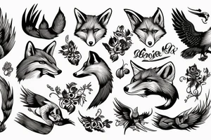 Fox and eagle tattoo idea