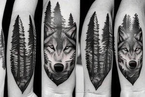family in the forest with wolf tattoo idea