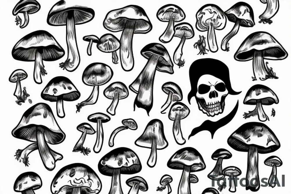 Grim reaper taking mushrooms tattoo idea