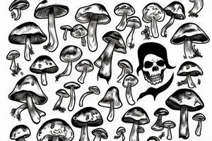 Grim reaper taking mushrooms tattoo idea