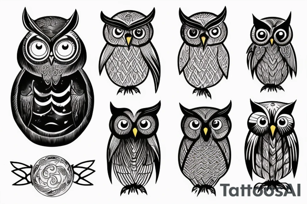 Mystery owl in mist tattoo idea