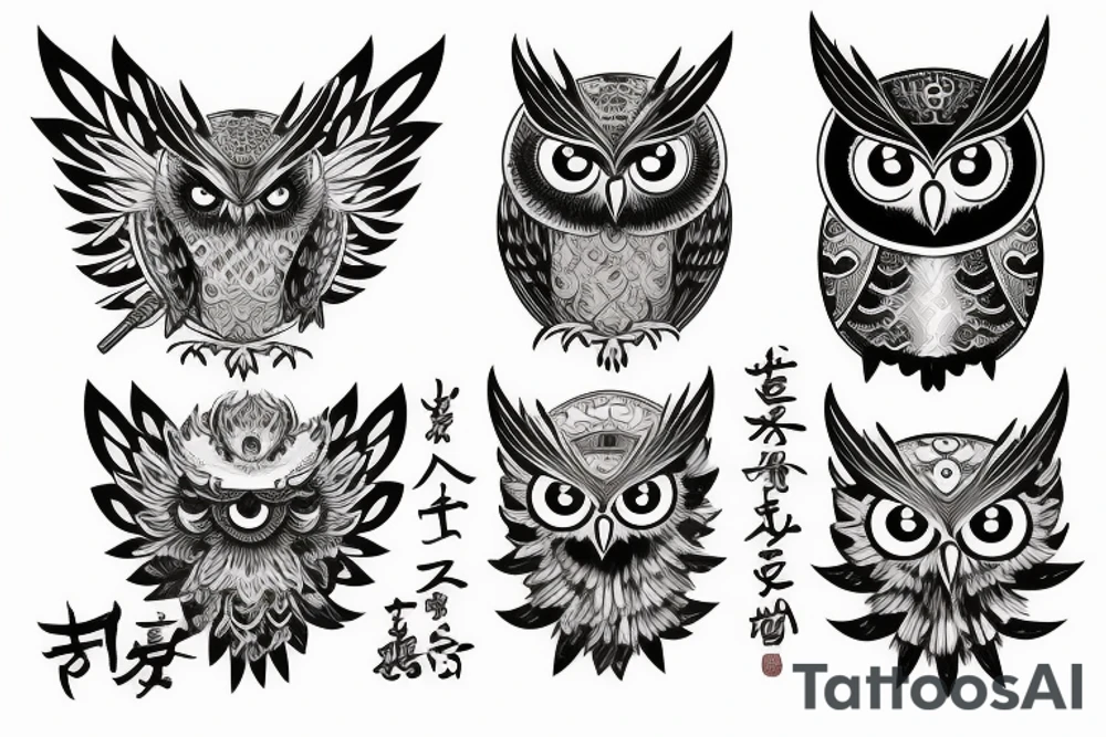Mystery owl in mist tattoo idea